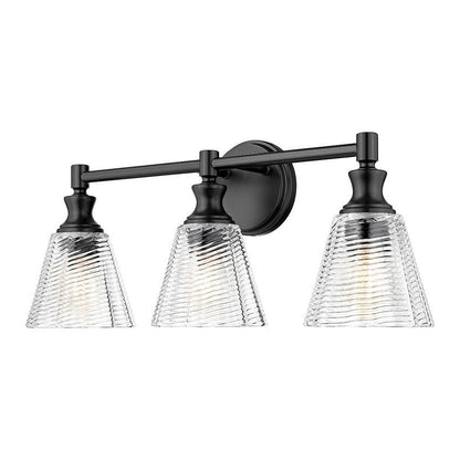 Z-Lite Auden 24" 3-Light Matte Black Steel Frame Clear Glass Shade Vanity Light