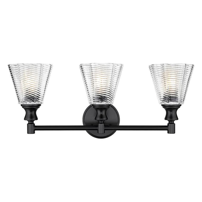 Z-Lite Auden 24" 3-Light Matte Black Steel Frame Clear Glass Shade Vanity Light