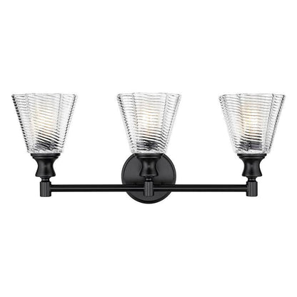 Z-Lite Auden 24" 3-Light Matte Black Steel Frame Clear Glass Shade Vanity Light