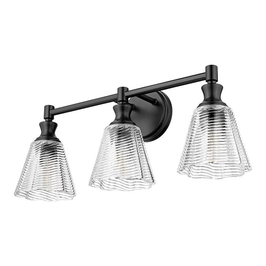 Z-Lite Auden 24" 3-Light Matte Black Steel Frame Clear Glass Shade Vanity Light