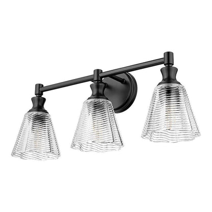 Z-Lite Auden 24" 3-Light Matte Black Steel Frame Clear Glass Shade Vanity Light