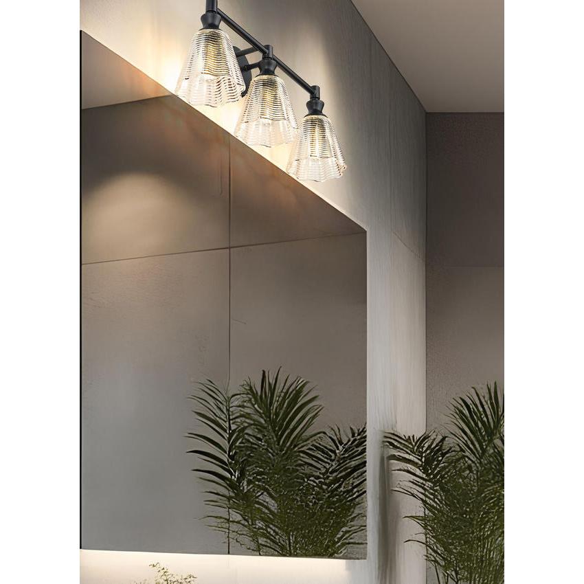 Z-Lite Auden 24" 3-Light Matte Black Steel Frame Clear Glass Shade Vanity Light