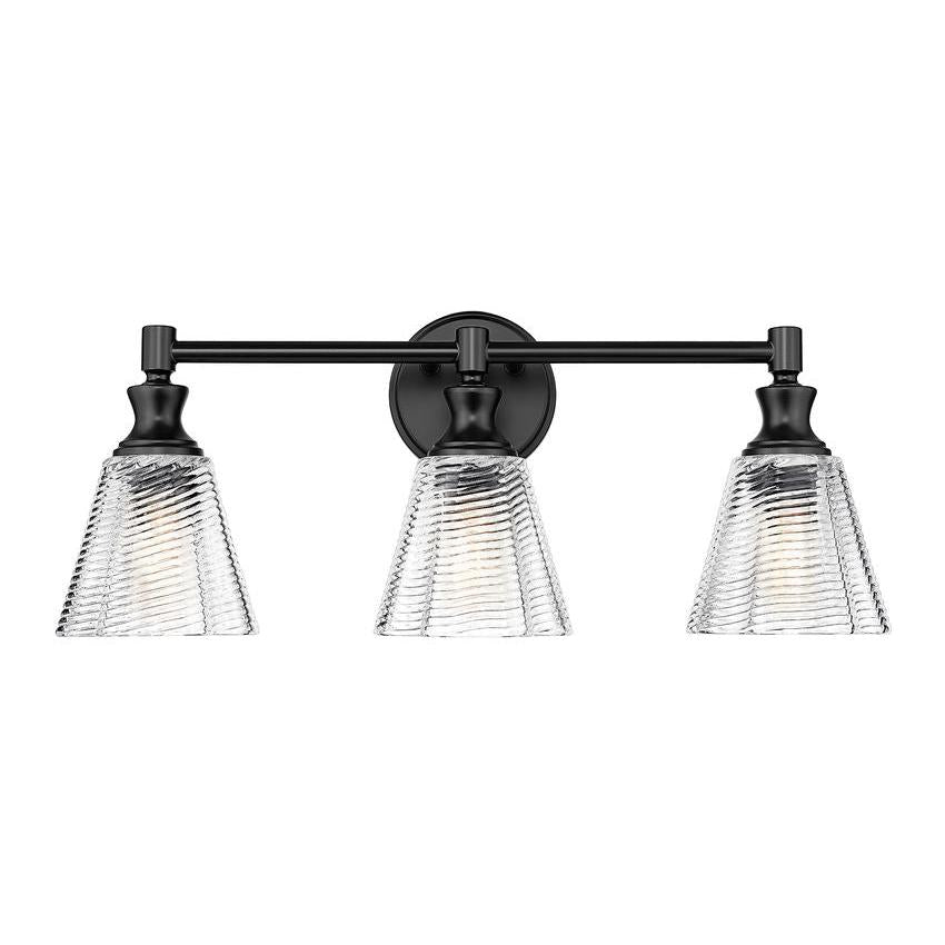 Z-Lite Auden 24" 3-Light Matte Black Steel Frame Clear Glass Shade Vanity Light
