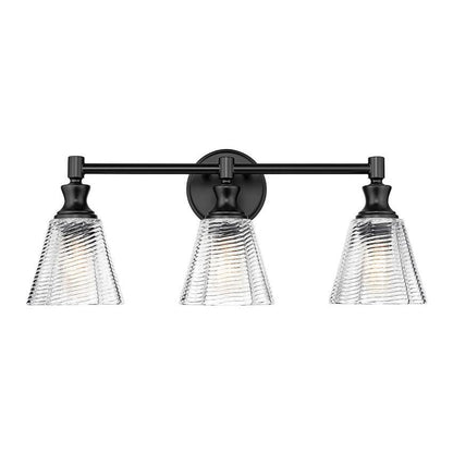 Z-Lite Auden 24" 3-Light Matte Black Steel Frame Clear Glass Shade Vanity Light