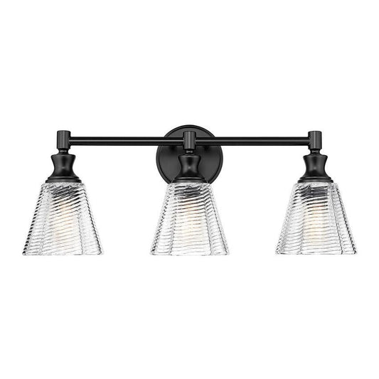 Z-Lite Auden 24" 3-Light Matte Black Steel Frame Clear Glass Shade Vanity Light