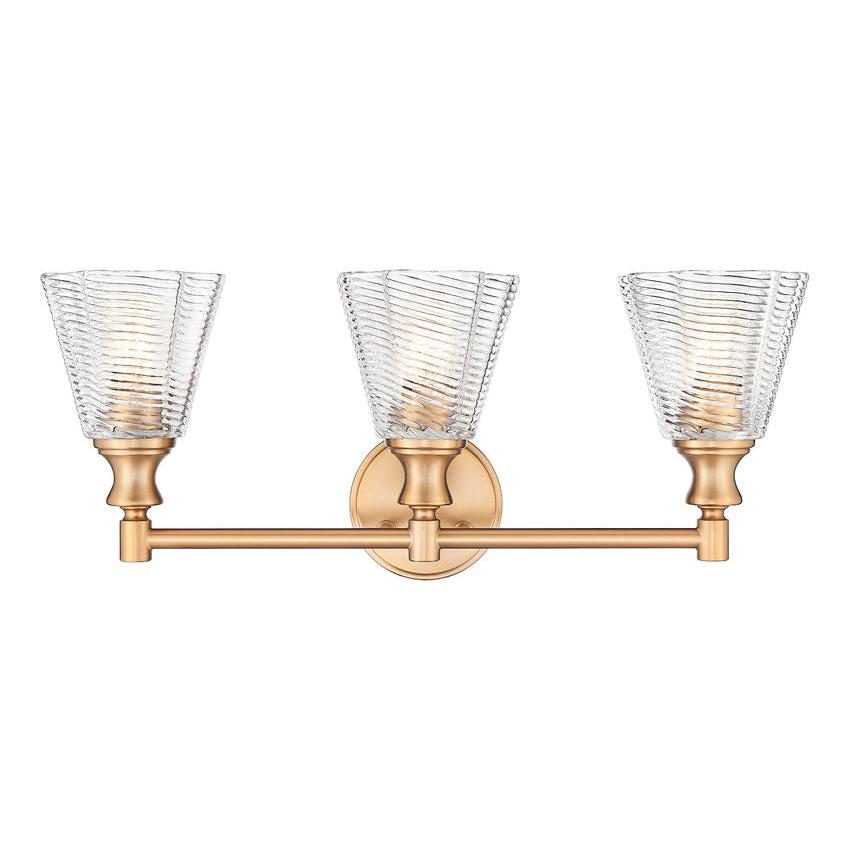 Z-Lite Auden 24" 3-Light Modern Gold Steel Frame Clear Glass Shade Vanity Light