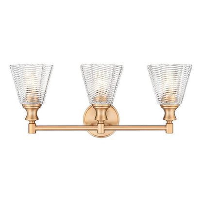 Z-Lite Auden 24" 3-Light Modern Gold Steel Frame Clear Glass Shade Vanity Light