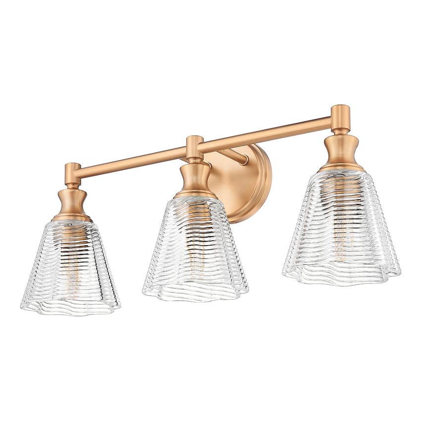 Z-Lite Auden 24" 3-Light Modern Gold Steel Frame Clear Glass Shade Vanity Light