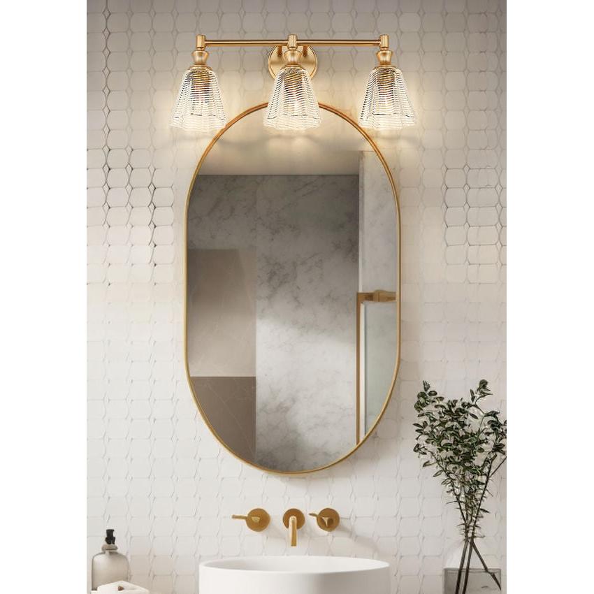 Z-Lite Auden 24" 3-Light Modern Gold Steel Frame Clear Glass Shade Vanity Light