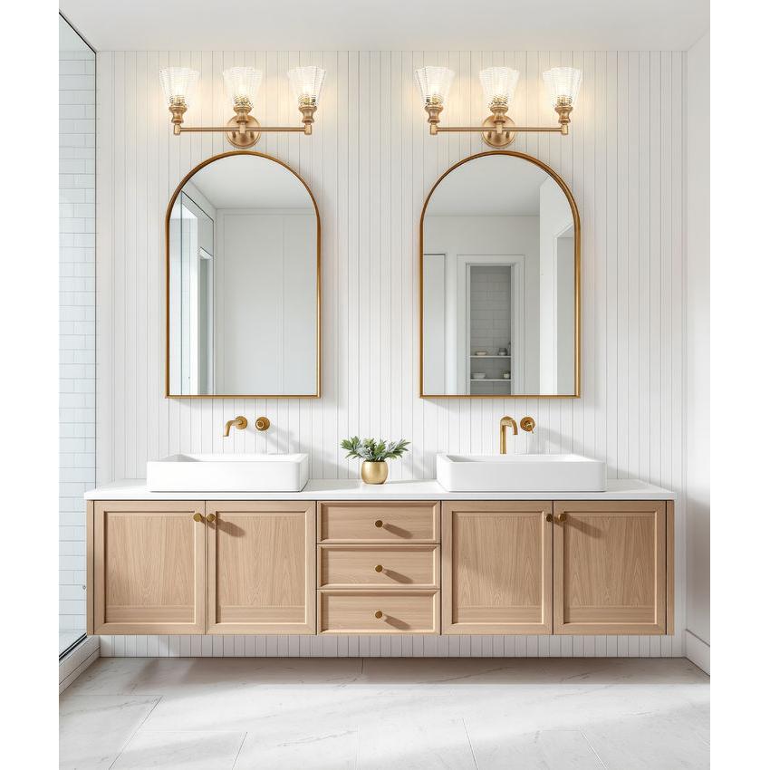 Z-Lite Auden 24" 3-Light Modern Gold Steel Frame Clear Glass Shade Vanity Light