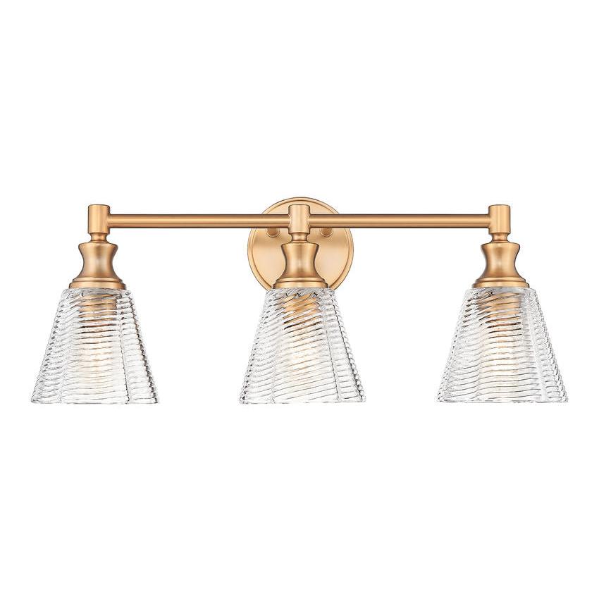 Z-Lite Auden 24" 3-Light Modern Gold Steel Frame Clear Glass Shade Vanity Light