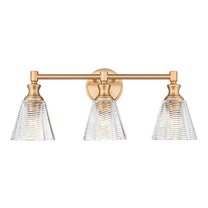 Z-Lite Auden 24" 3-Light Modern Gold Steel Frame Clear Glass Shade Vanity Light
