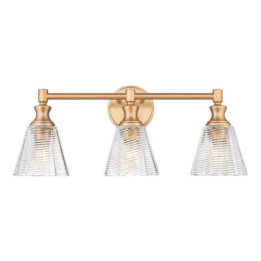 Z-Lite Auden 24" 3-Light Modern Gold Steel Frame Clear Glass Shade Vanity Light
