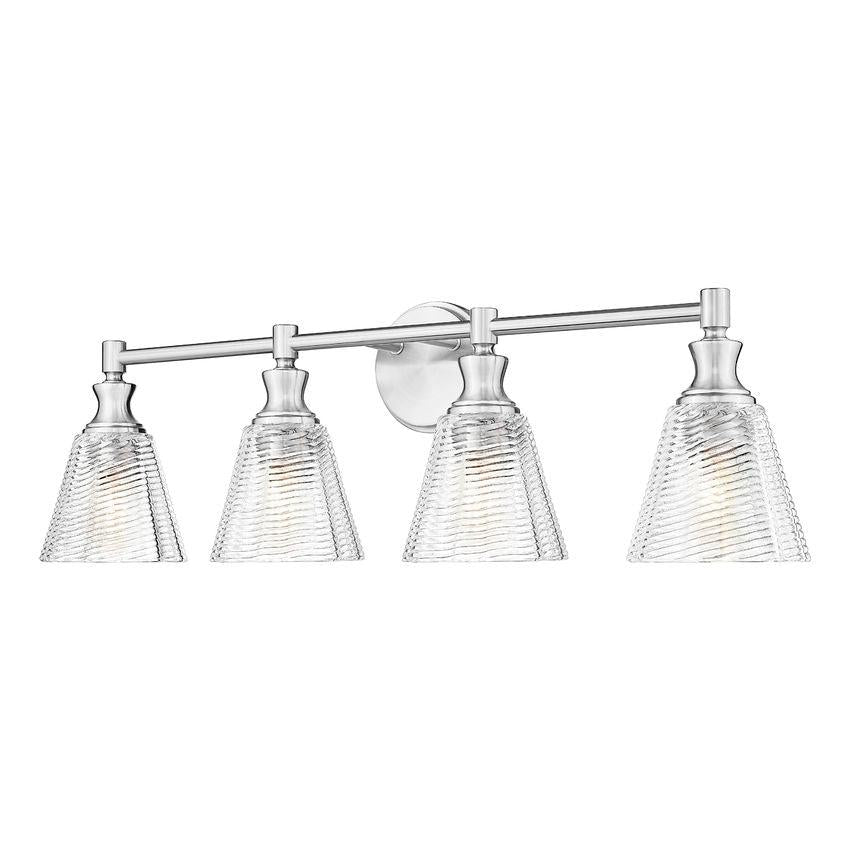 Z-Lite Auden 32" 4-Light Brushed Nickel Steel Frame Clear Glass Shade Vanity Light