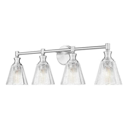 Z-Lite Auden 32" 4-Light Brushed Nickel Steel Frame Clear Glass Shade Vanity Light