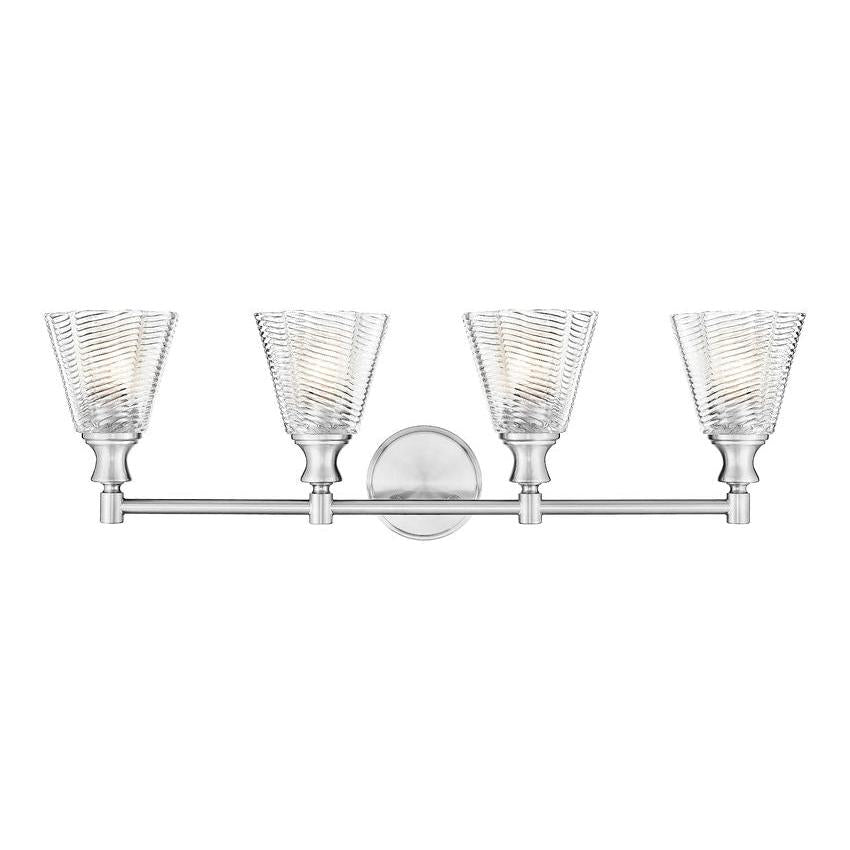 Z-Lite Auden 32" 4-Light Brushed Nickel Steel Frame Clear Glass Shade Vanity Light