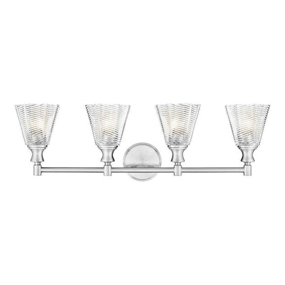 Z-Lite Auden 32" 4-Light Brushed Nickel Steel Frame Clear Glass Shade Vanity Light