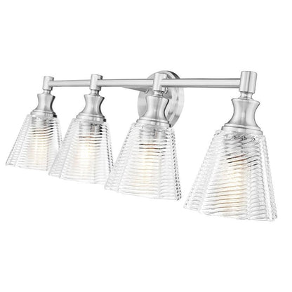 Z-Lite Auden 32" 4-Light Brushed Nickel Steel Frame Clear Glass Shade Vanity Light