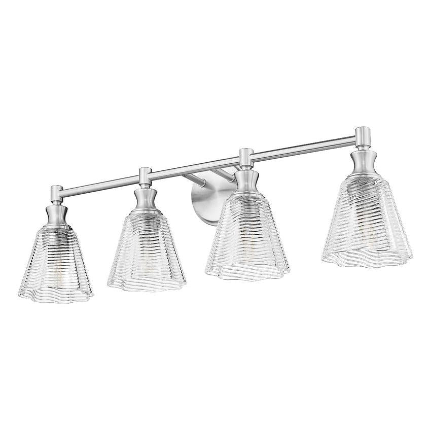 Z-Lite Auden 32" 4-Light Brushed Nickel Steel Frame Clear Glass Shade Vanity Light