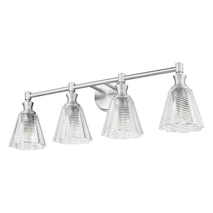Z-Lite Auden 32" 4-Light Brushed Nickel Steel Frame Clear Glass Shade Vanity Light