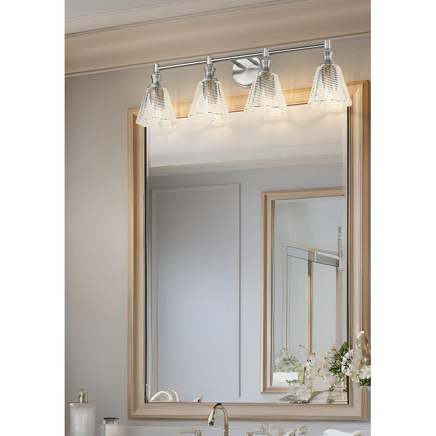 Z-Lite Auden 32" 4-Light Brushed Nickel Steel Frame Clear Glass Shade Vanity Light