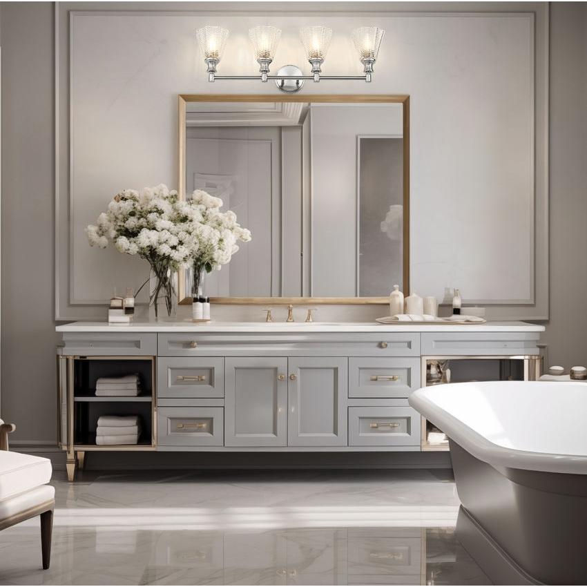 Z-Lite Auden 32" 4-Light Brushed Nickel Steel Frame Clear Glass Shade Vanity Light