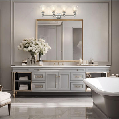 Z-Lite Auden 32" 4-Light Brushed Nickel Steel Frame Clear Glass Shade Vanity Light