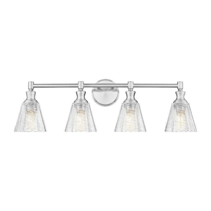 Z-Lite Auden 32" 4-Light Brushed Nickel Steel Frame Clear Glass Shade Vanity Light