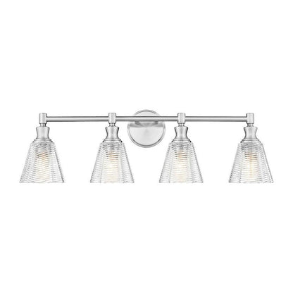 Z-Lite Auden 32" 4-Light Brushed Nickel Steel Frame Clear Glass Shade Vanity Light