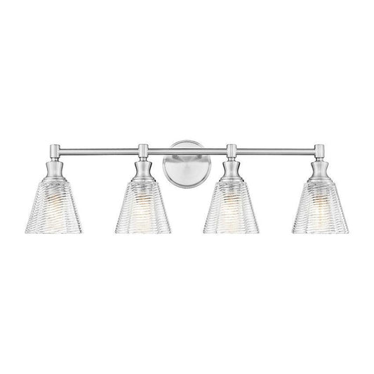 Z-Lite Auden 32" 4-Light Brushed Nickel Steel Frame Clear Glass Shade Vanity Light