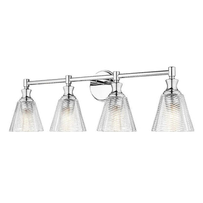 Z-Lite Auden 32" 4-Light Chrome Steel Frame Clear Glass Shade Vanity Light