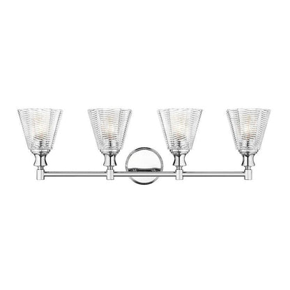 Z-Lite Auden 32" 4-Light Chrome Steel Frame Clear Glass Shade Vanity Light