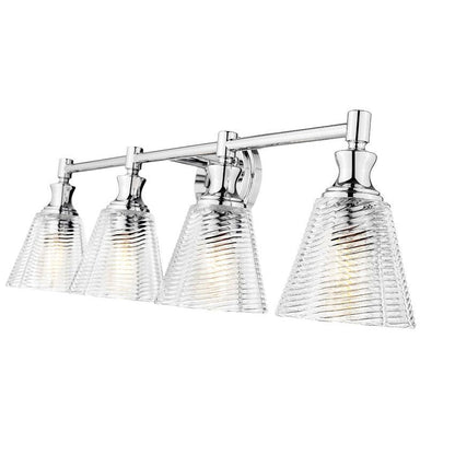 Z-Lite Auden 32" 4-Light Chrome Steel Frame Clear Glass Shade Vanity Light