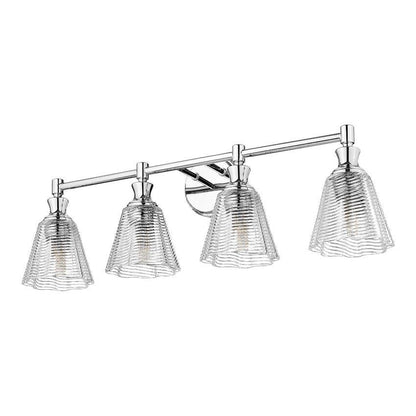 Z-Lite Auden 32" 4-Light Chrome Steel Frame Clear Glass Shade Vanity Light