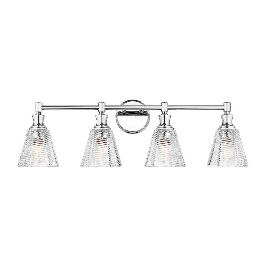 Z-Lite Auden 32" 4-Light Chrome Steel Frame Clear Glass Shade Vanity Light