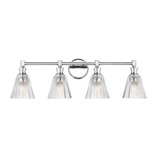 Z-Lite Auden 32" 4-Light Chrome Steel Frame Clear Glass Shade Vanity Light