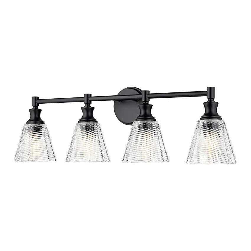 Z-Lite Auden 32" 4-Light Matte Black Steel Frame Clear Glass Shade Vanity Light