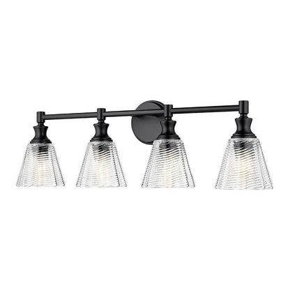 Z-Lite Auden 32" 4-Light Matte Black Steel Frame Clear Glass Shade Vanity Light