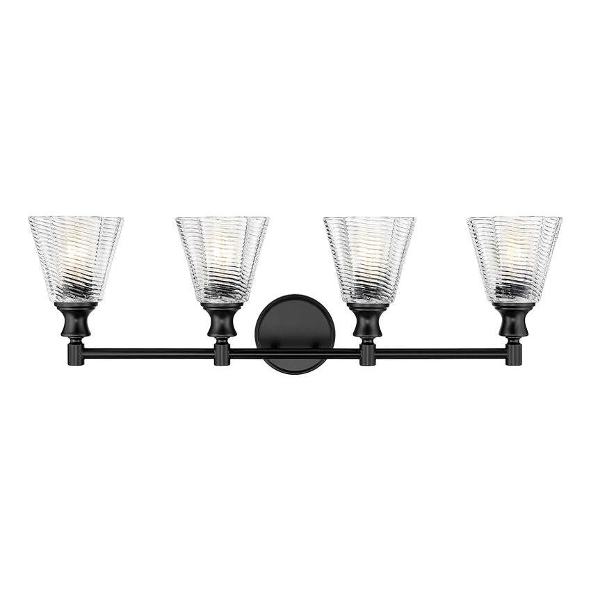 Z-Lite Auden 32" 4-Light Matte Black Steel Frame Clear Glass Shade Vanity Light