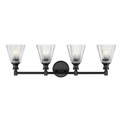 Z-Lite Auden 32" 4-Light Matte Black Steel Frame Clear Glass Shade Vanity Light