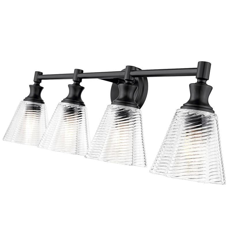 Z-Lite Auden 32" 4-Light Matte Black Steel Frame Clear Glass Shade Vanity Light