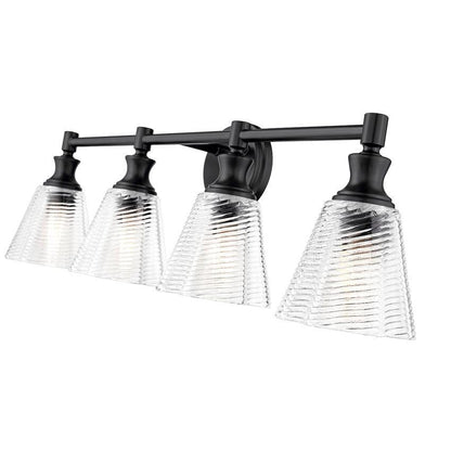 Z-Lite Auden 32" 4-Light Matte Black Steel Frame Clear Glass Shade Vanity Light