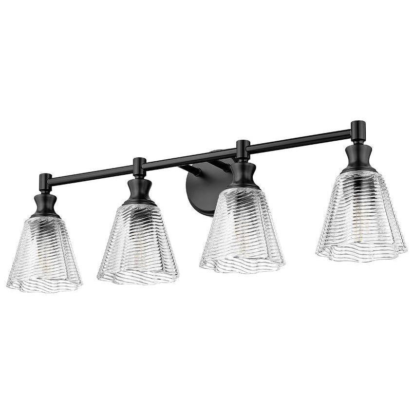 Z-Lite Auden 32" 4-Light Matte Black Steel Frame Clear Glass Shade Vanity Light