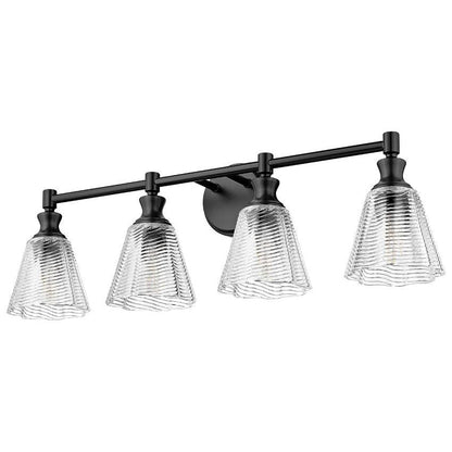 Z-Lite Auden 32" 4-Light Matte Black Steel Frame Clear Glass Shade Vanity Light