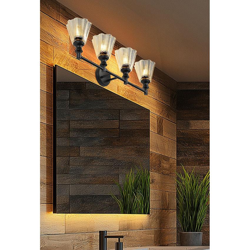 Z-Lite Auden 32" 4-Light Matte Black Steel Frame Clear Glass Shade Vanity Light