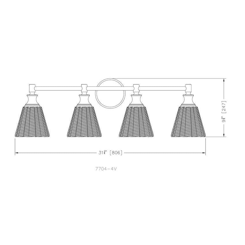 Z-Lite Auden 32" 4-Light Matte Black Steel Frame Clear Glass Shade Vanity Light