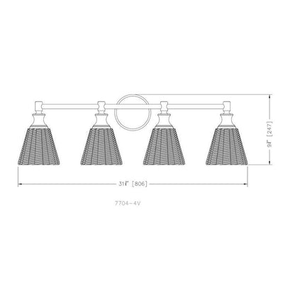 Z-Lite Auden 32" 4-Light Matte Black Steel Frame Clear Glass Shade Vanity Light