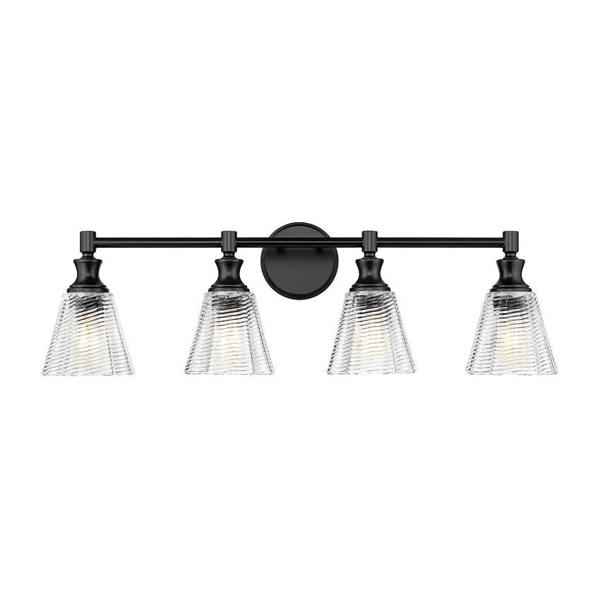 Z-Lite Auden 32" 4-Light Matte Black Steel Frame Clear Glass Shade Vanity Light
