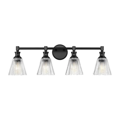 Z-Lite Auden 32" 4-Light Matte Black Steel Frame Clear Glass Shade Vanity Light