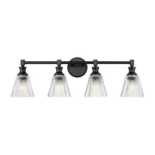 Z-Lite Auden 32" 4-Light Matte Black Steel Frame Clear Glass Shade Vanity Light